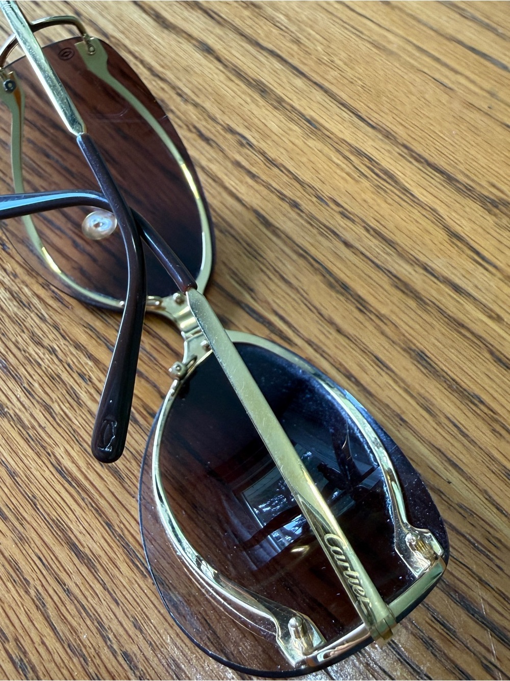 Cartier Vintage Cartier Cat Eye Rimless Sunglasses Gold /Lens Gradient Brown - Picture 15 of 15